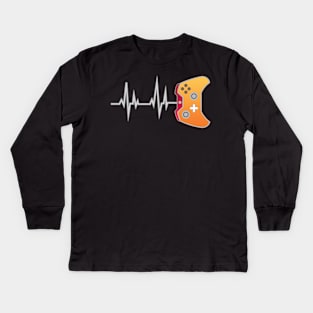 Gamer Heartbeat New Style Video Game Lover Gift unisex Kids Long Sleeve T-Shirt